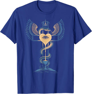 Cross Heart Holy Grail Crown Wings Nectar Immortality Serpnt T-Shirt - T-Shirt | Royal