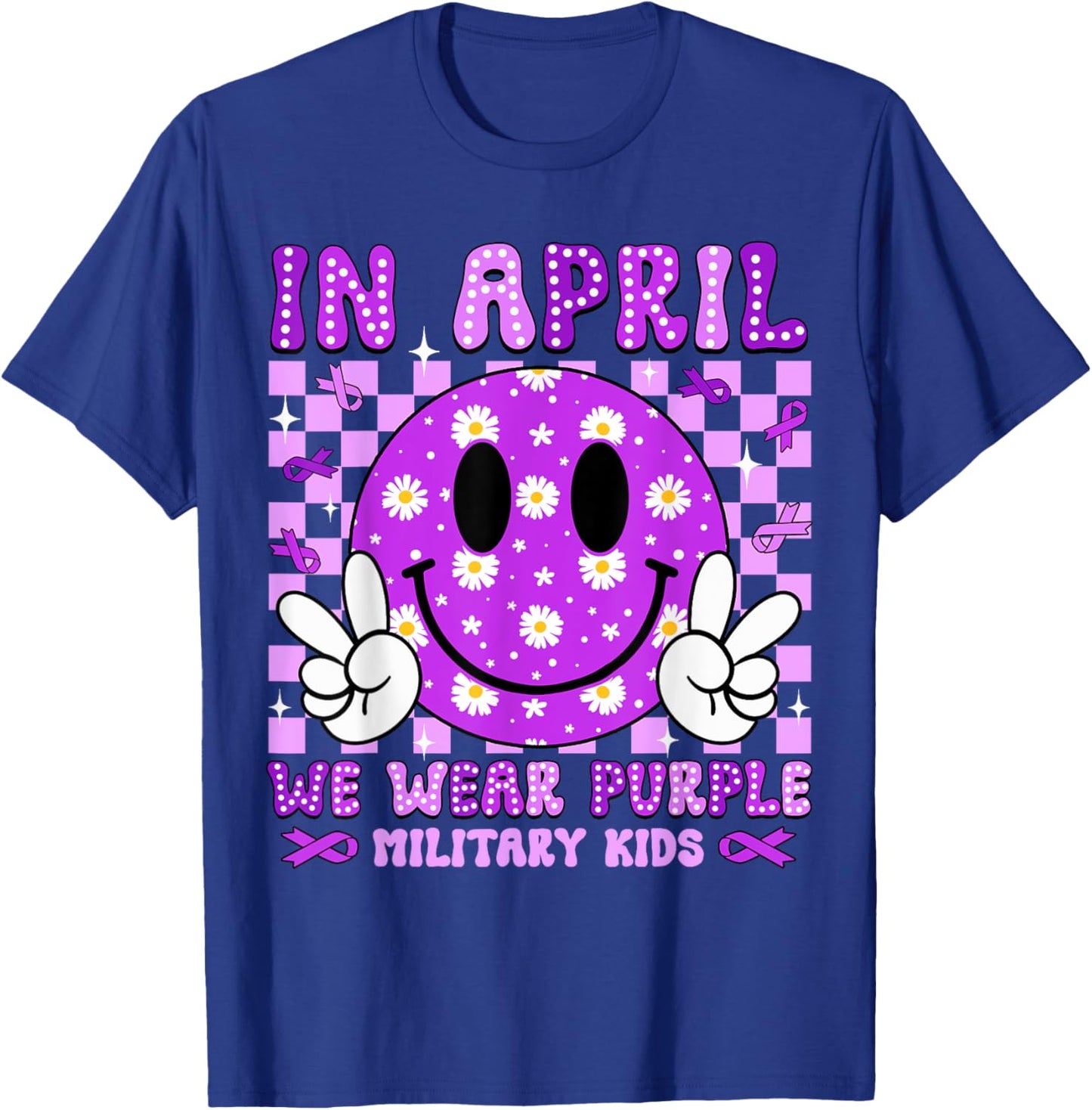 In April We Wear Purple For Military Kids Smile Face Women T-Shirt - T-Shirt | Royal