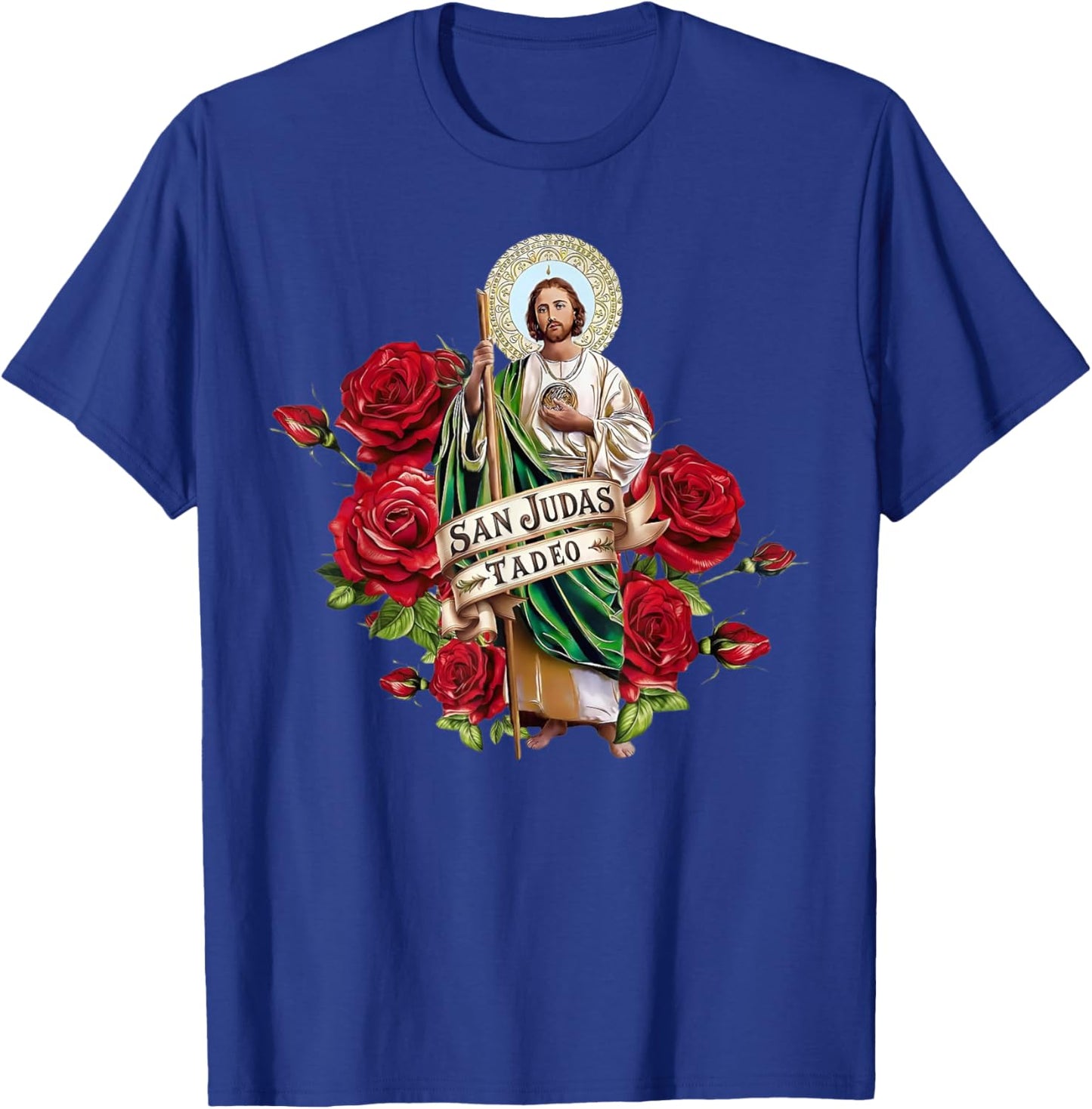 San Judas Tadeo Rose T-Shirt - T-Shirt | Royal