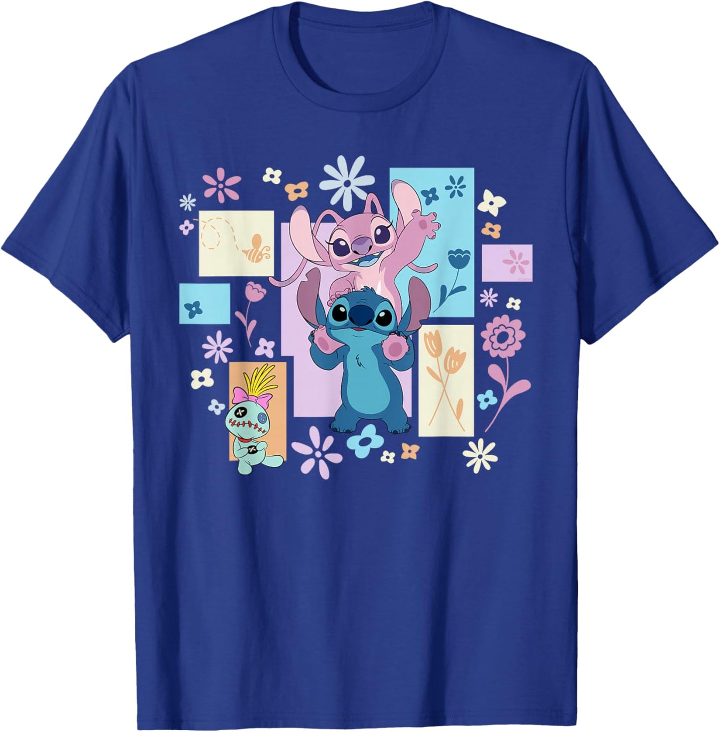 Disney Stitch & Angel Spring Easter Friendly Flower Faces T-Shirt - T-Shirt | Royal