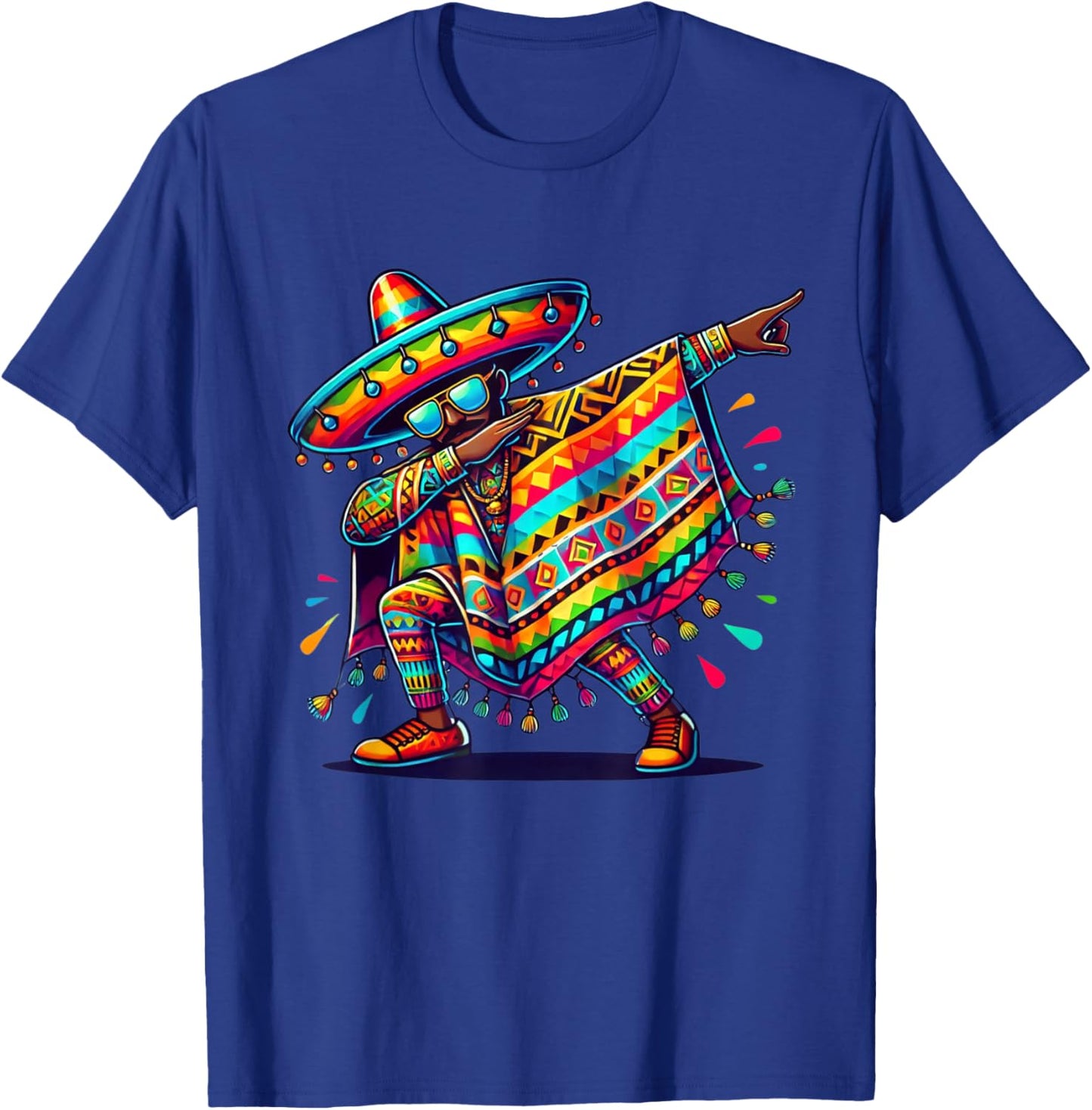 Mexican Dabbing Sombrero Mustache Cinco de Mayo Dab Fiesta T-Shirt - T-Shirt | Royal