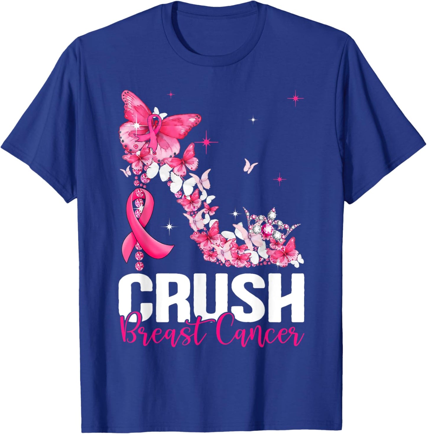 Crush Breast Cancer Awareness Bling Pink Ribbon T-Shirt - T-Shirt | Royal