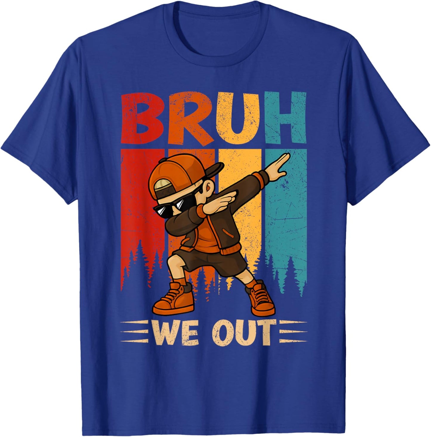 Dabbing Boy Bruh We Out Last Day Of School Student Squad T-Shirt - T-Shirt | Royal