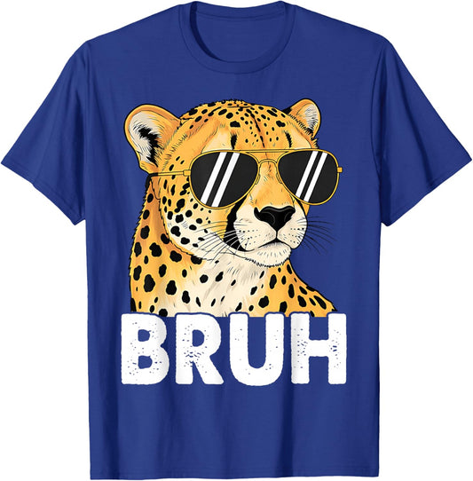 Bruh Cheetah Meme Men Boys Animal Print Kids T-Shirt - T-Shirt | Royal