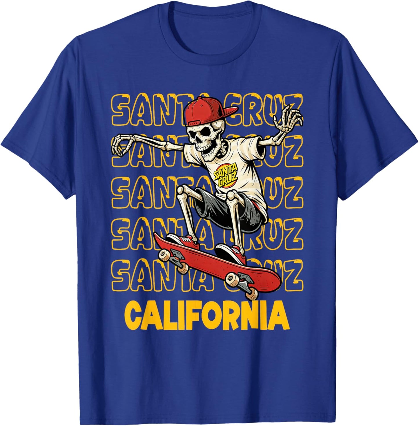 Vintage Skeleton Skateboard Santa Cruz California Streetwear T-Shirt - T-Shirt | Royal