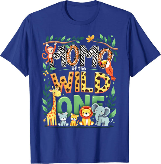 1st Birthday Safari Zoo Mommy Momo Of The Wild One T-Shirt - T-Shirt | Royal