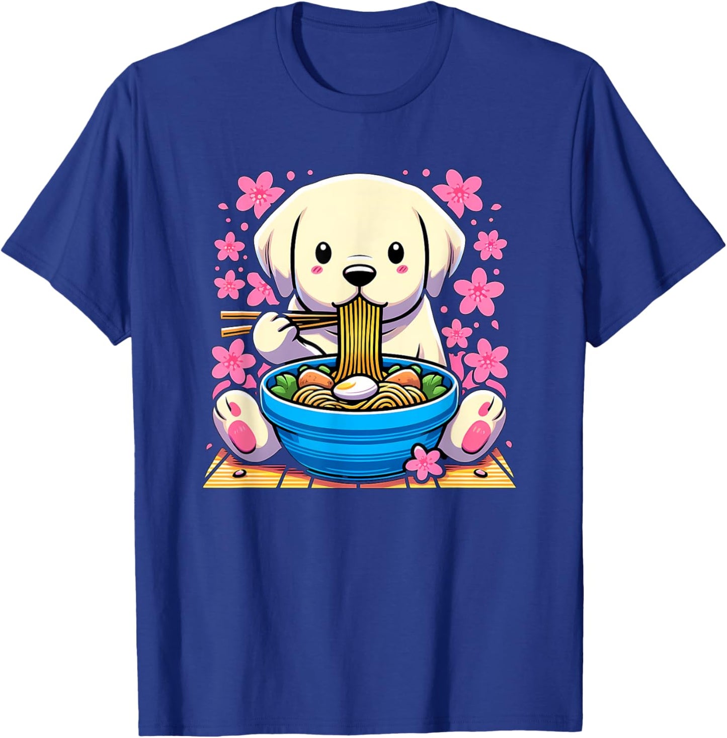 Kawaii Labrador Retriever dog Eating Ramen T-Shirt - T-Shirt | Royal