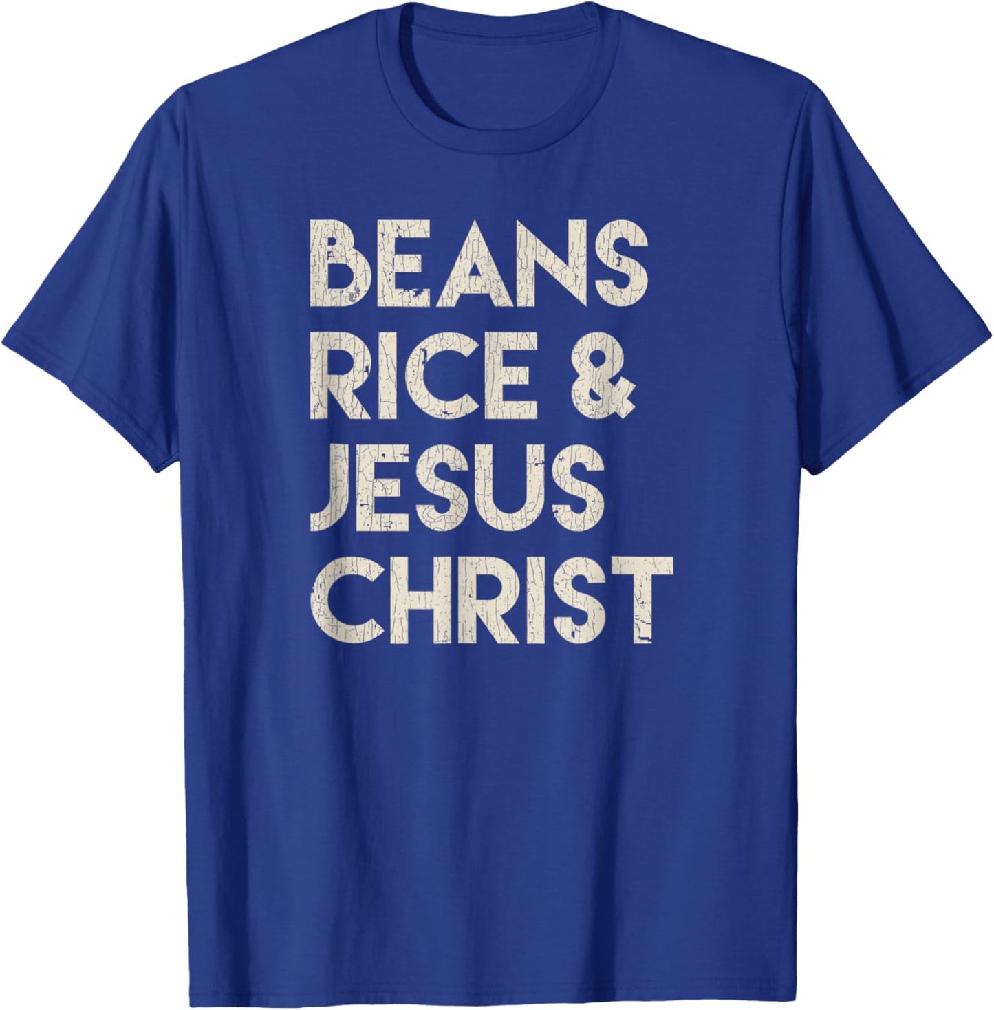 Vintage Retro Beans Rice & Jesus Christ T-Shirt - T-Shirt | Royal