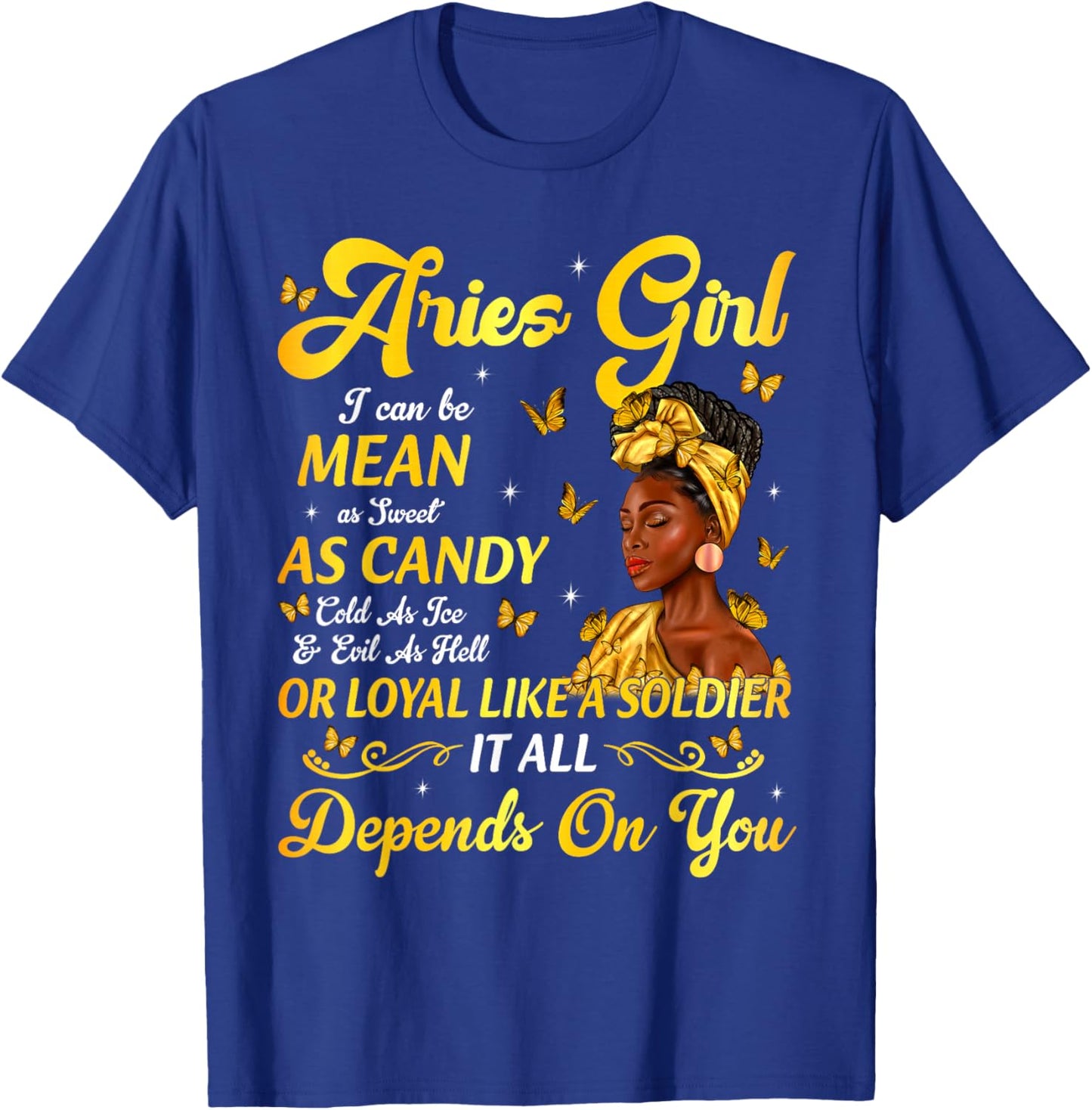 African American Birthday Black Women Aries Girl T-Shirt - T-Shirt | Royal