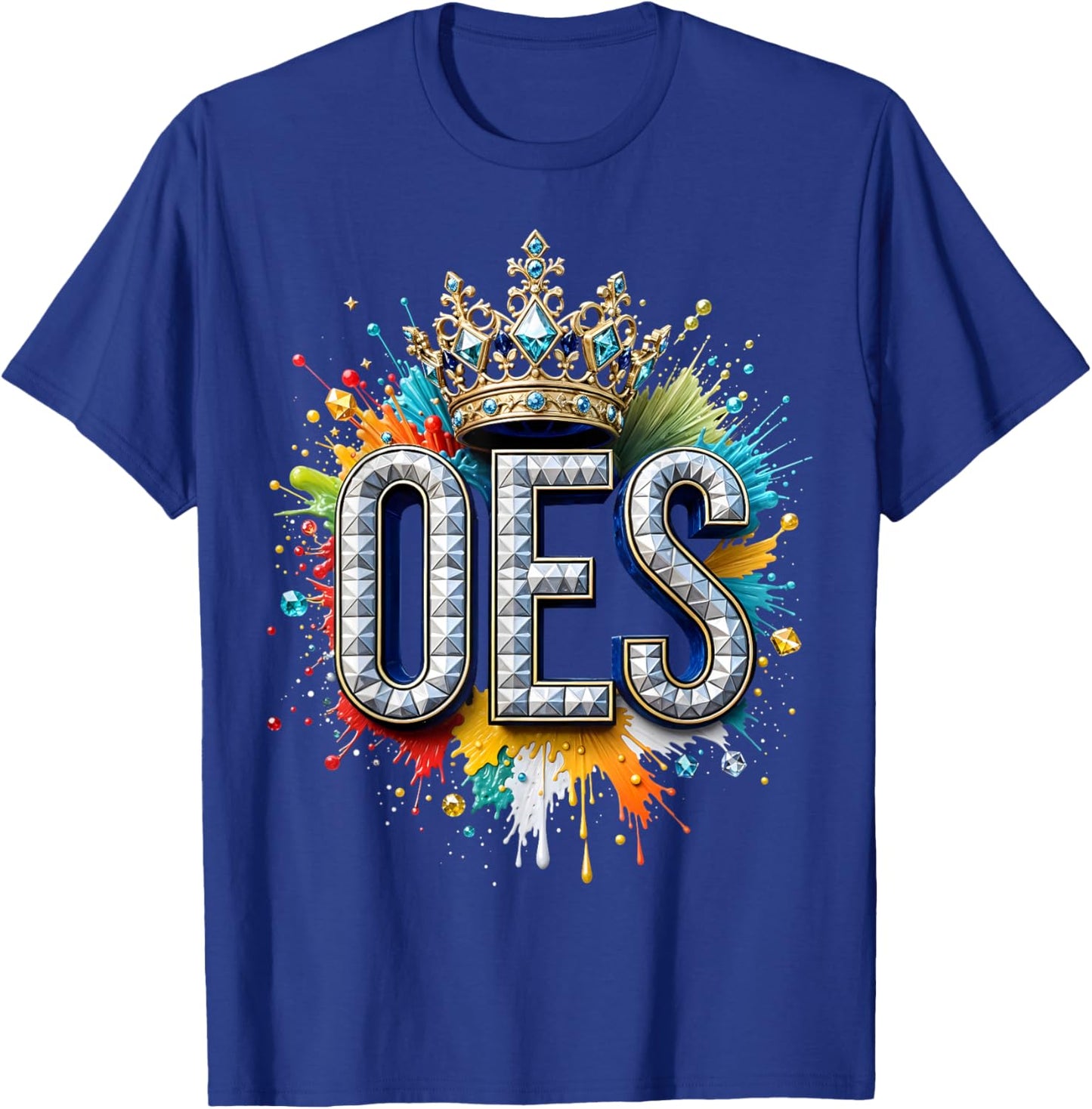 OES Crystal Queen Crow Color Splat Order of the Eastern Star T-Shirt - T-Shirt | Royal