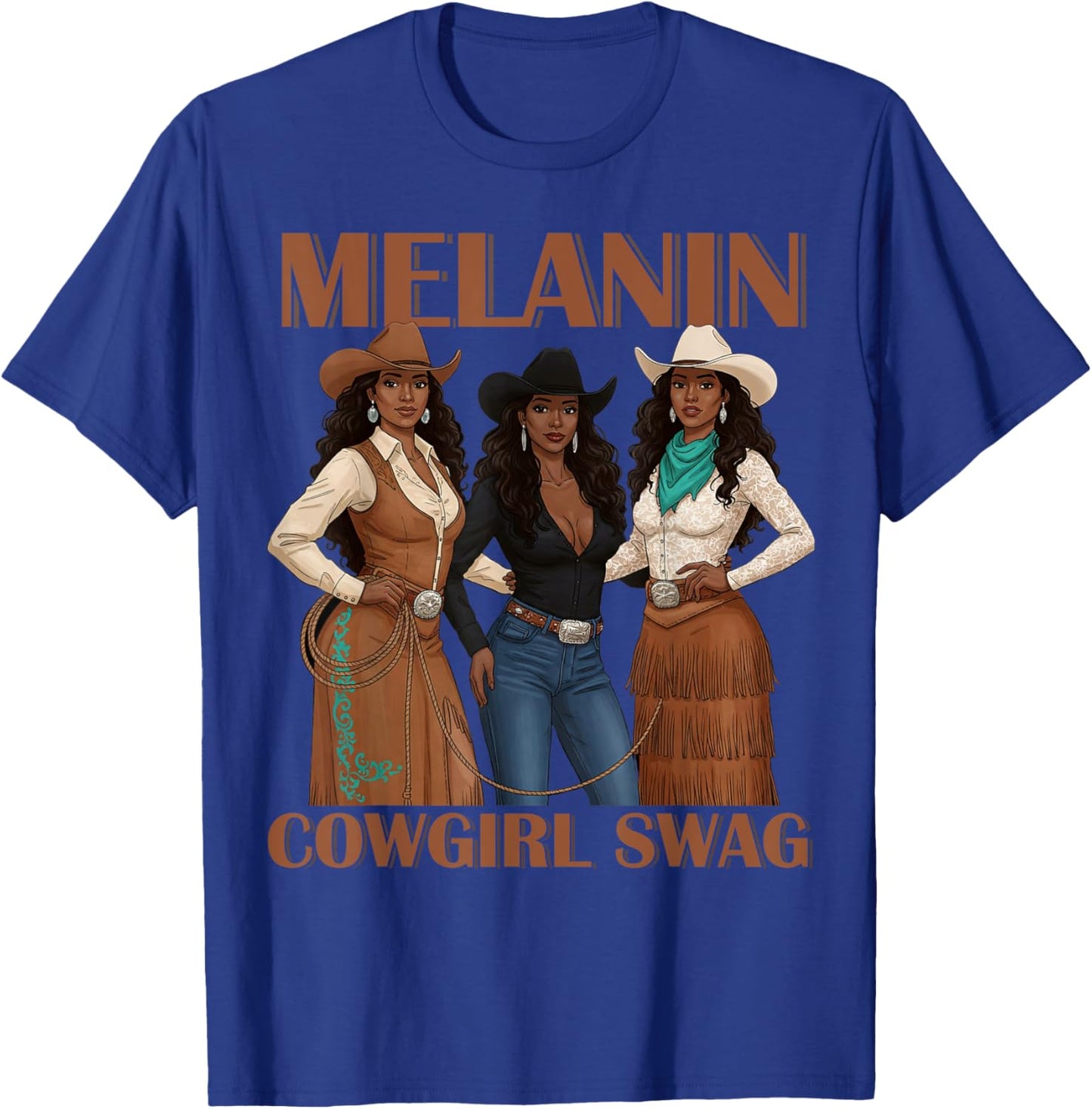 Let's Go Girls Retro Western Country Melanin Cowgirl Swag T-Shirt - T-Shirt | Royal