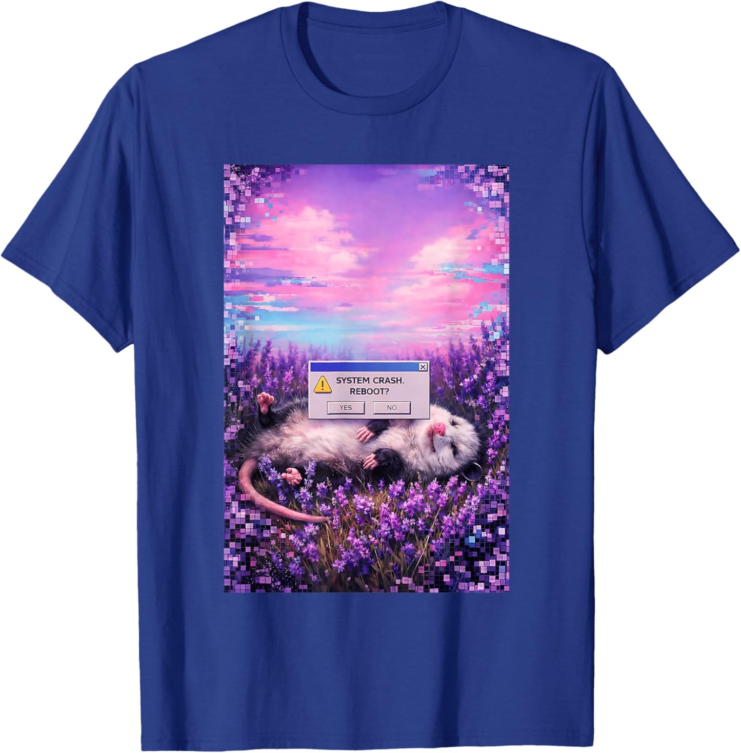 Weirdcore Opossum Crash Aesthetic Glitchcore T-Shirt - T-Shirt | Royal