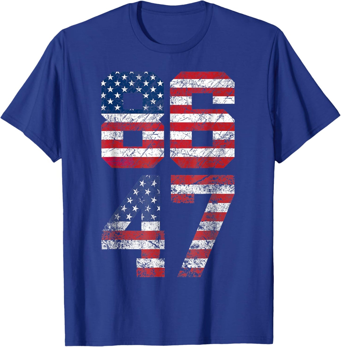 8647 Anti Trump 86 47 Retro Anti-Trump US Flag Impeach 47 US T-Shirt - T-Shirt | Royal