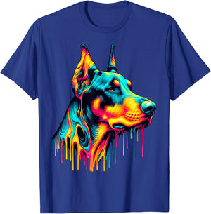 Dripping Paint Art Doberman Pinscher Dobermans Dobie T-Shirt - T-Shirt | Royal