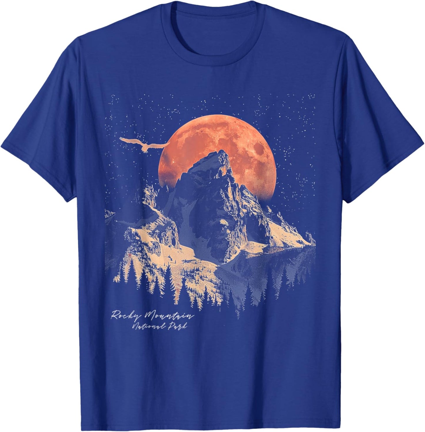 Rocky Mountain - US National Park Vintage Men Women Retro T-Shirt - T-Shirt | Royal