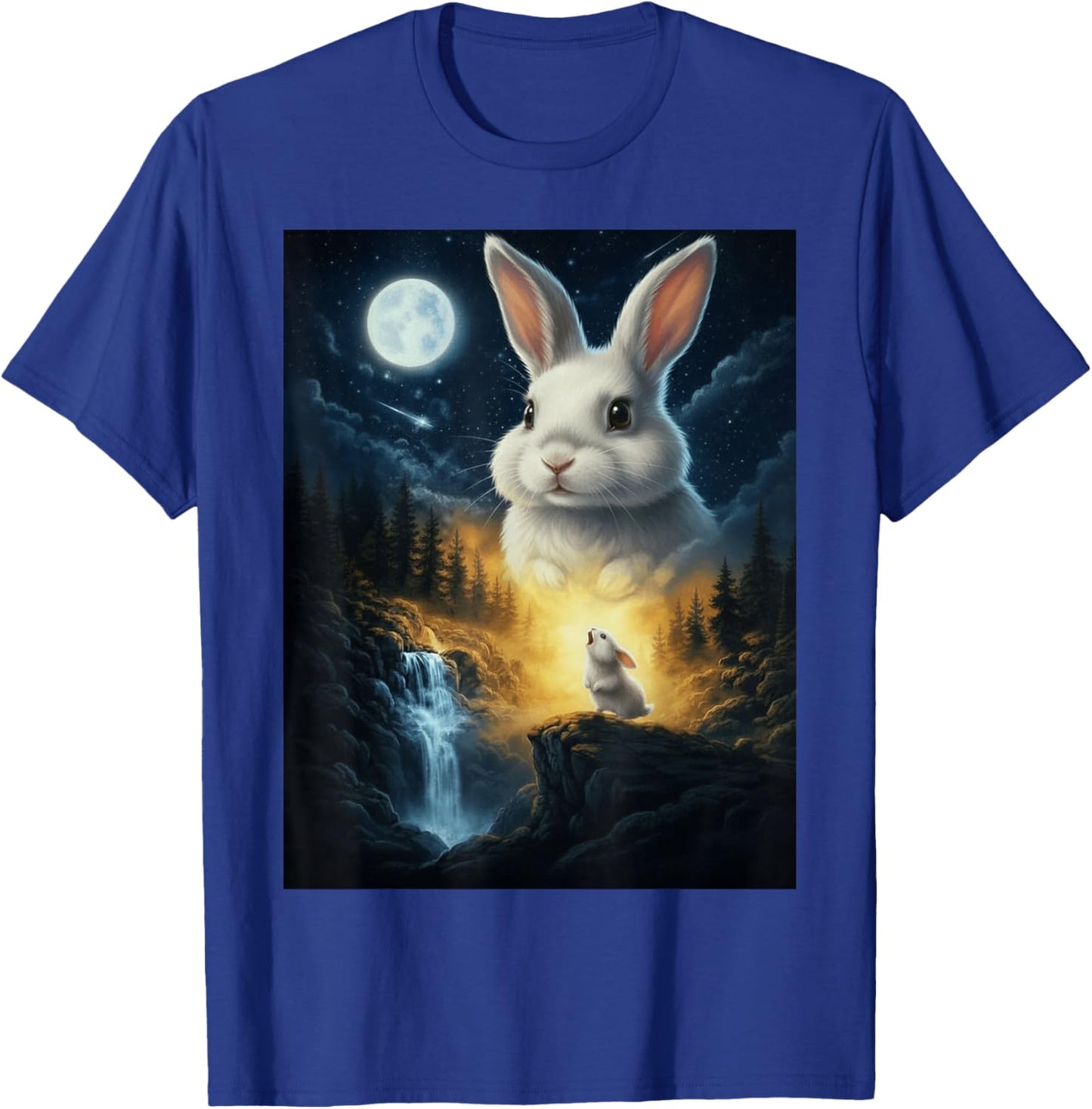 Rabbit Howling to The Moon Vintage Funny Rabbit T-Shirt - T-Shirt | Royal