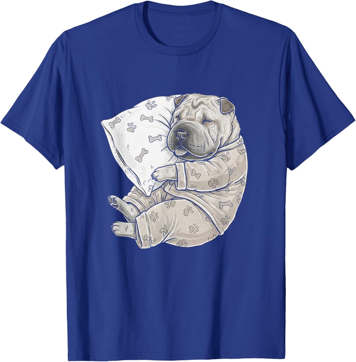 Funny Sleepy Chinese Shar Pei Pajama Men Women Kids T-Shirt - T-Shirt | Royal