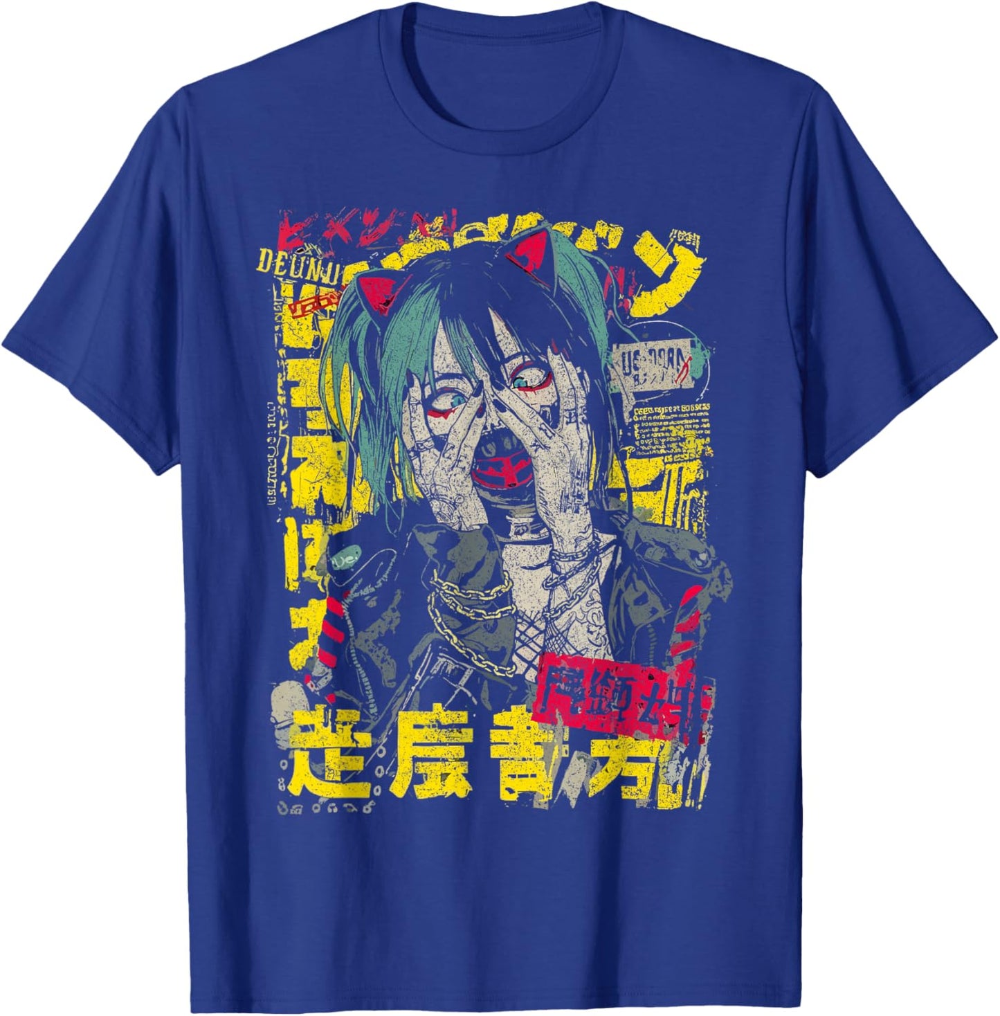 Japanese Streetwear Anime Manga Girl Cyberpunk Y2K Anime T-Shirt - T-Shirt | Royal