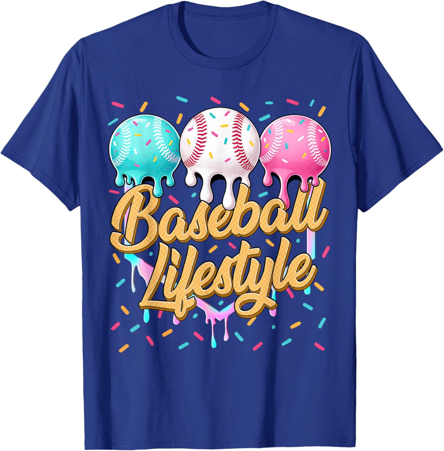 Baseball Life Style Drip Baseball Shirts Youth Boys Kids T-Shirt - T-Shirt | Royal