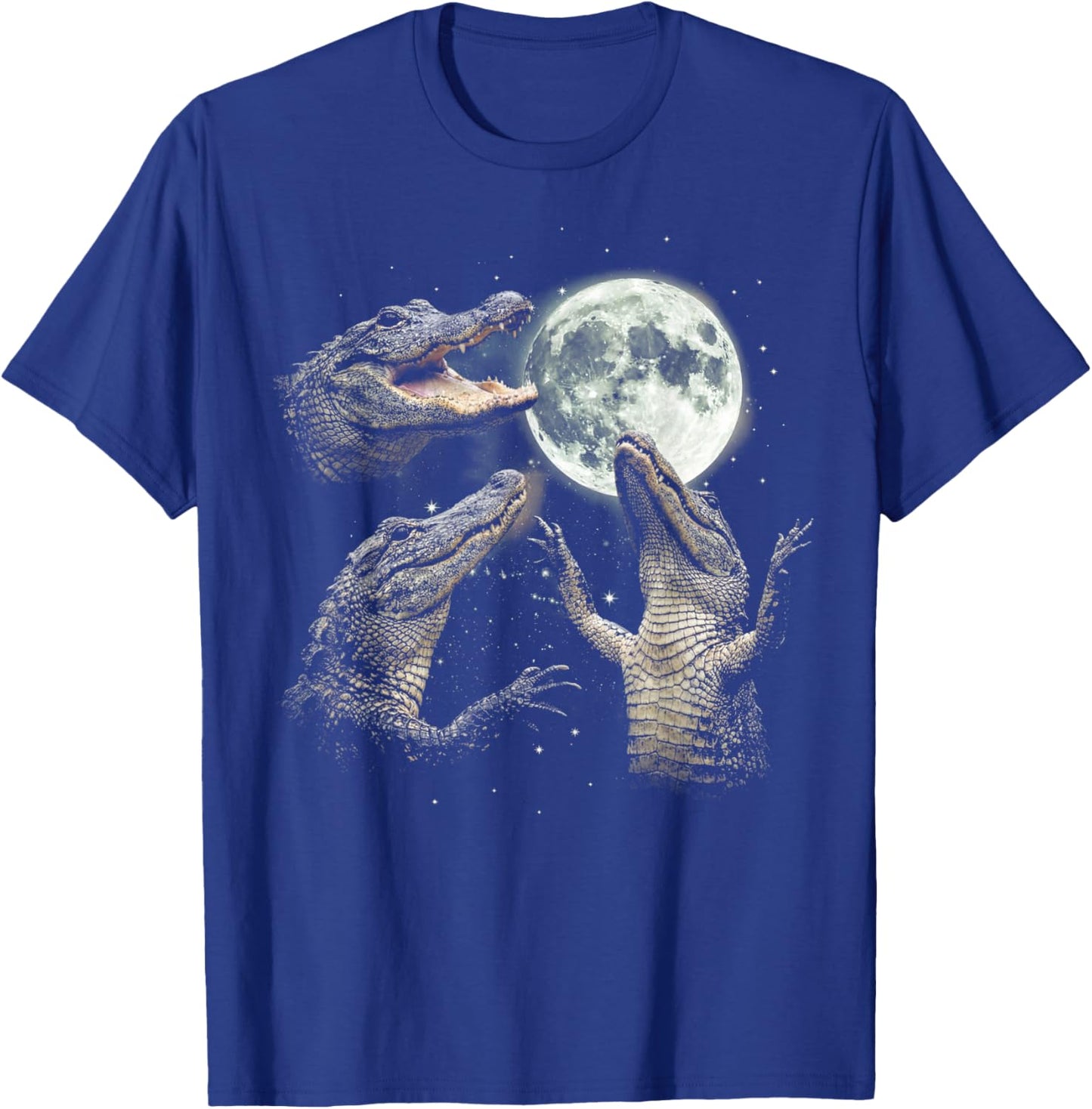 Funny Alligator Howling at Moon Vintage 90s Graphic T-Shirt - T-Shirt | Royal