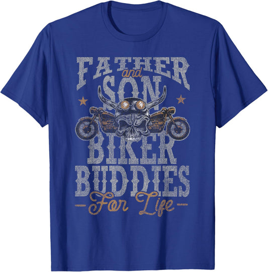 Classic Motorcycle Biker Dad Son Father And Son Biker T-Shirt - T-Shirt | Royal