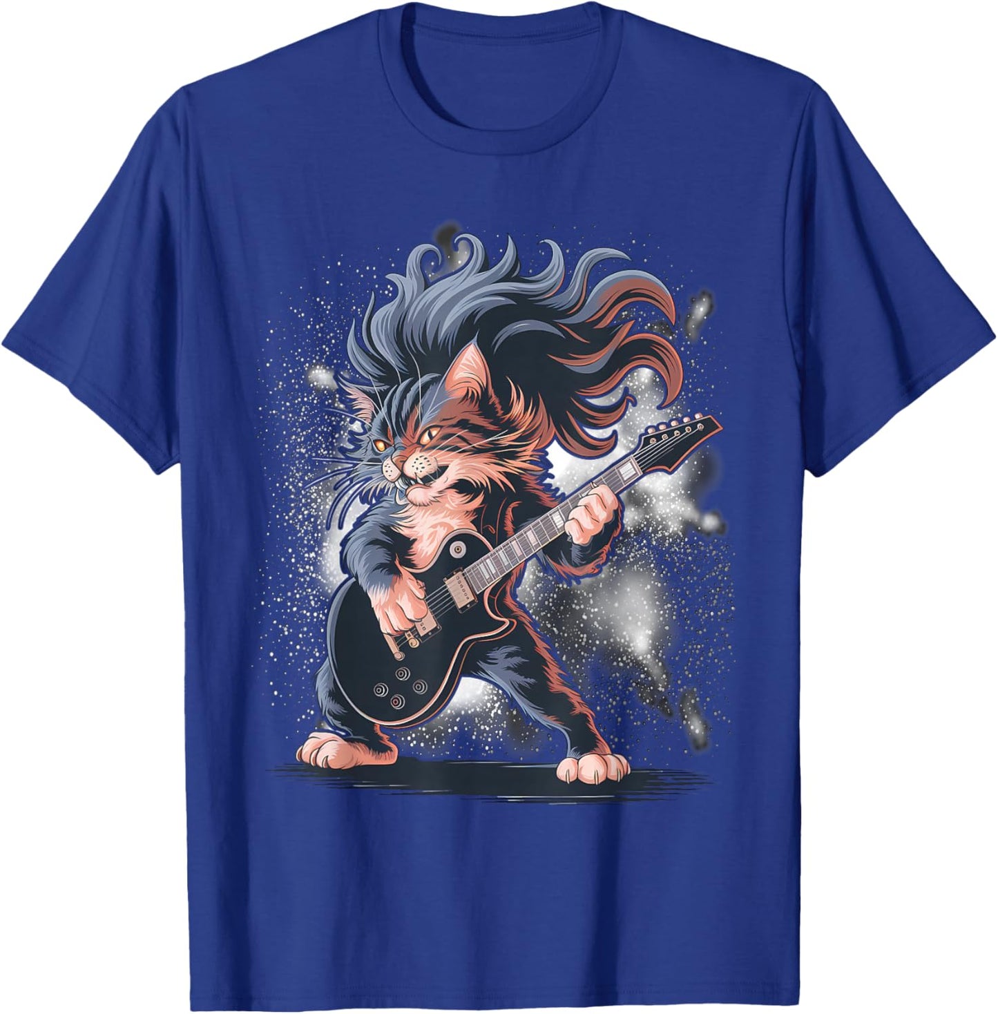 Rock and Roll Cat Playing Guitar T-Shirt - T-Shirt | Royal