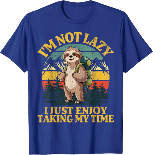 Funny Sloth Hiking Lazy Hiker Outdoors T-Shirt - T-Shirt | Royal