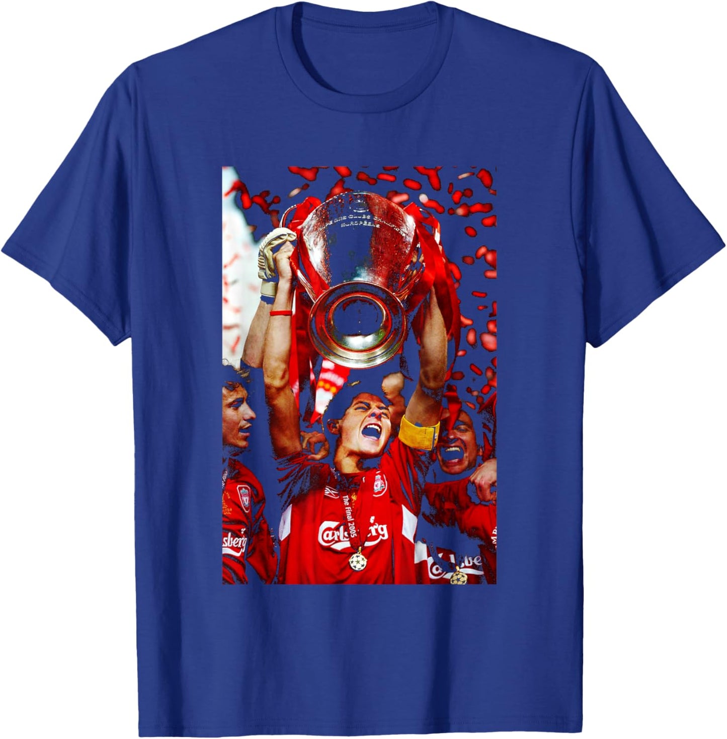 Steven Gerrard Lifts Trophy Liverpool Football World Cup T-Shirt - T-Shirt | Royal