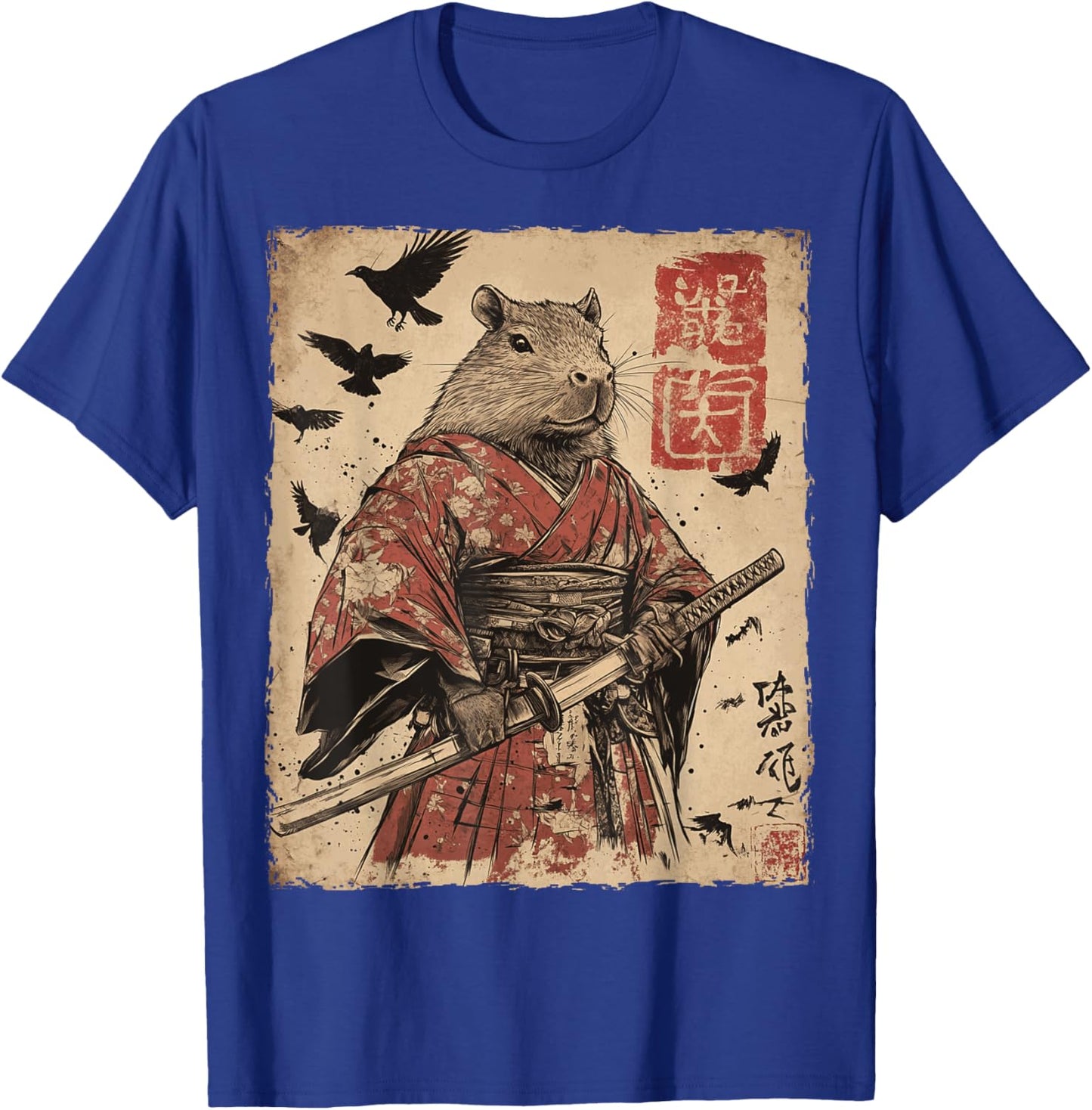Capybara Samurai Graphic Japanese Warrior Anime T-Shirt - T-Shirt | Royal