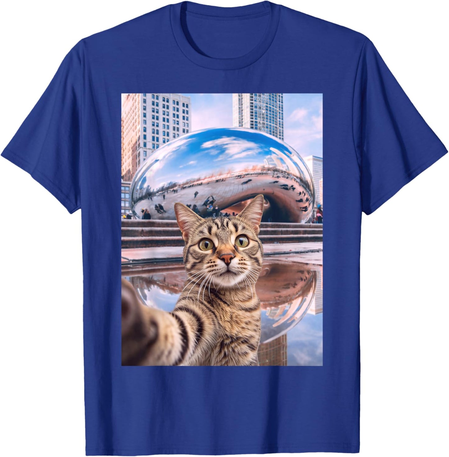 Funny Cat Selfie Chicago Bean Cloud Gate T-Shirt - T-Shirt | Royal