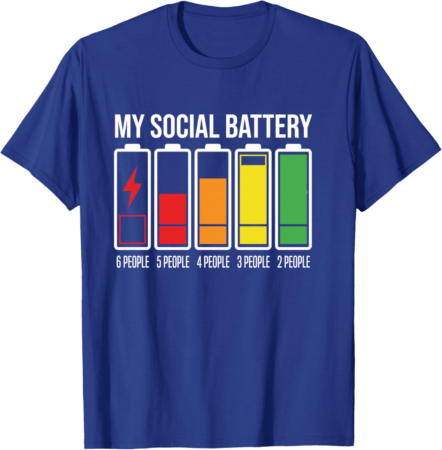 My Social Battery Low Energy Anti Social Introverti Manche Longue T-Shirt - T-Shirt | Royal