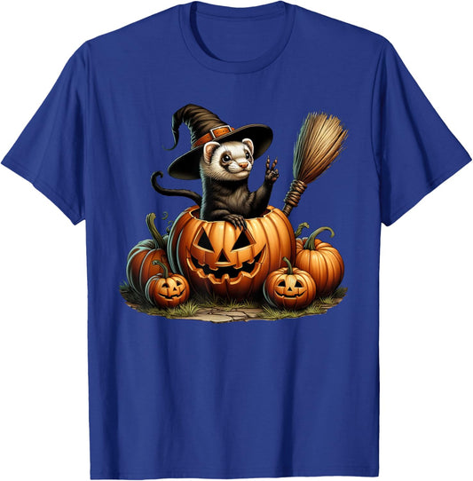 Funny Ferret Witch Pumpkin Halloween Kids T-Shirt - T-Shirt | Royal