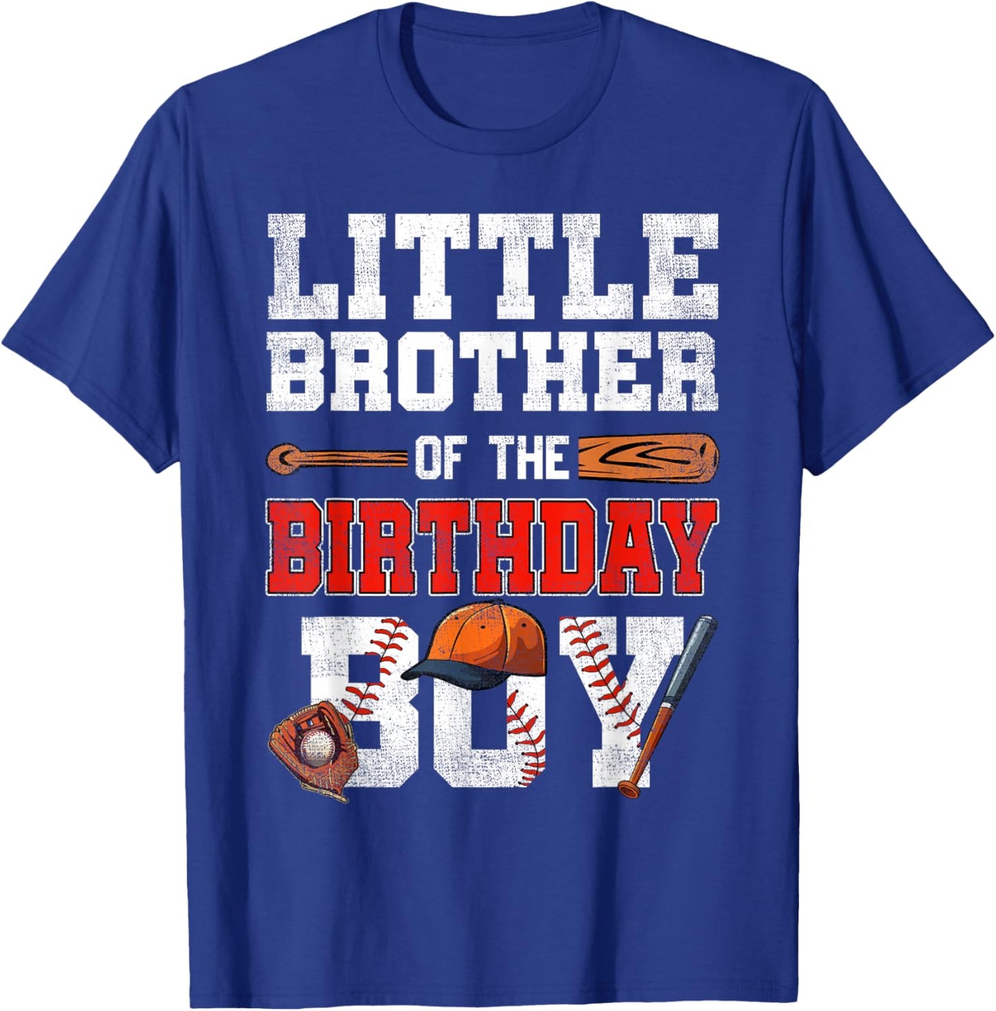 Little Brother Of The Birthday Boy Baseball Bday Family T-Shirt - T-Shirt | Royal