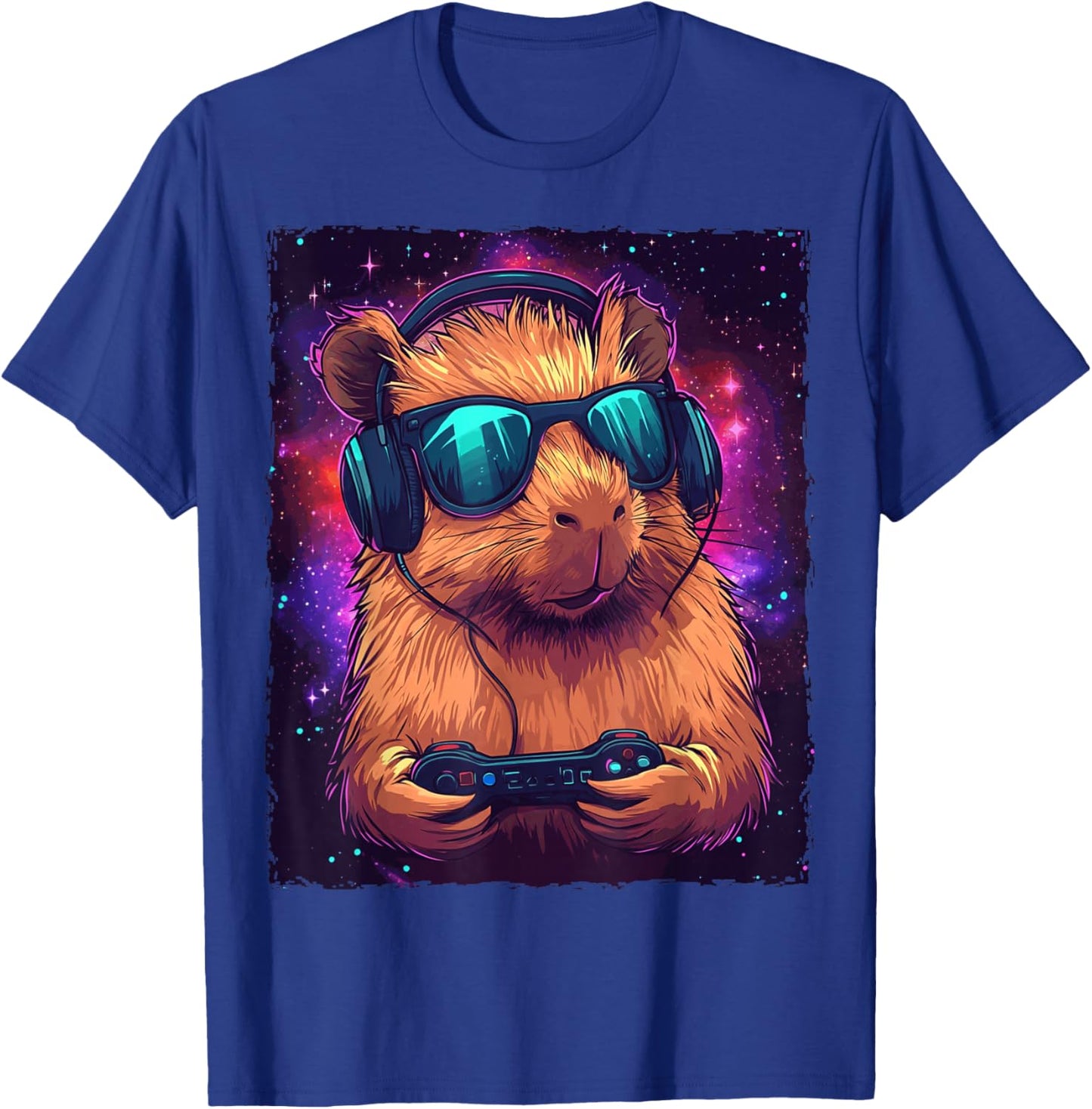 Funny - Capybara Video Games - , Black, Small, Short Sleeve, , Modern, Cartoon, Fun, All Seasons T-Shirt - T-Shirt | Royal