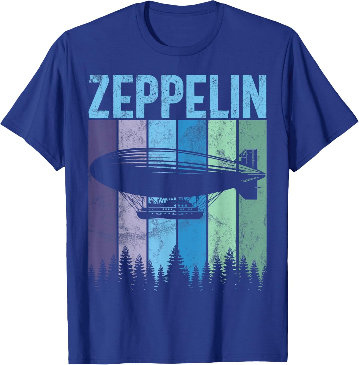 Retro Zeppelin 70s 80s Dirigible Airship Zepelin Zepplin T-Shirt - T-Shirt | Royal