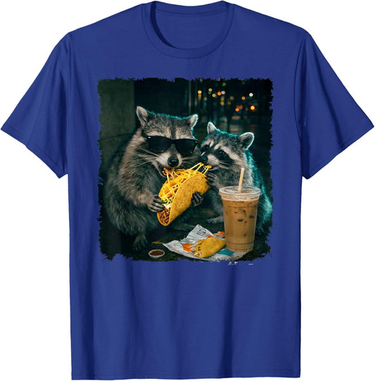 Funny Raccoon Eating Tacos Women Kids Cinco De Mayo T-Shirt - T-Shirt | Royal