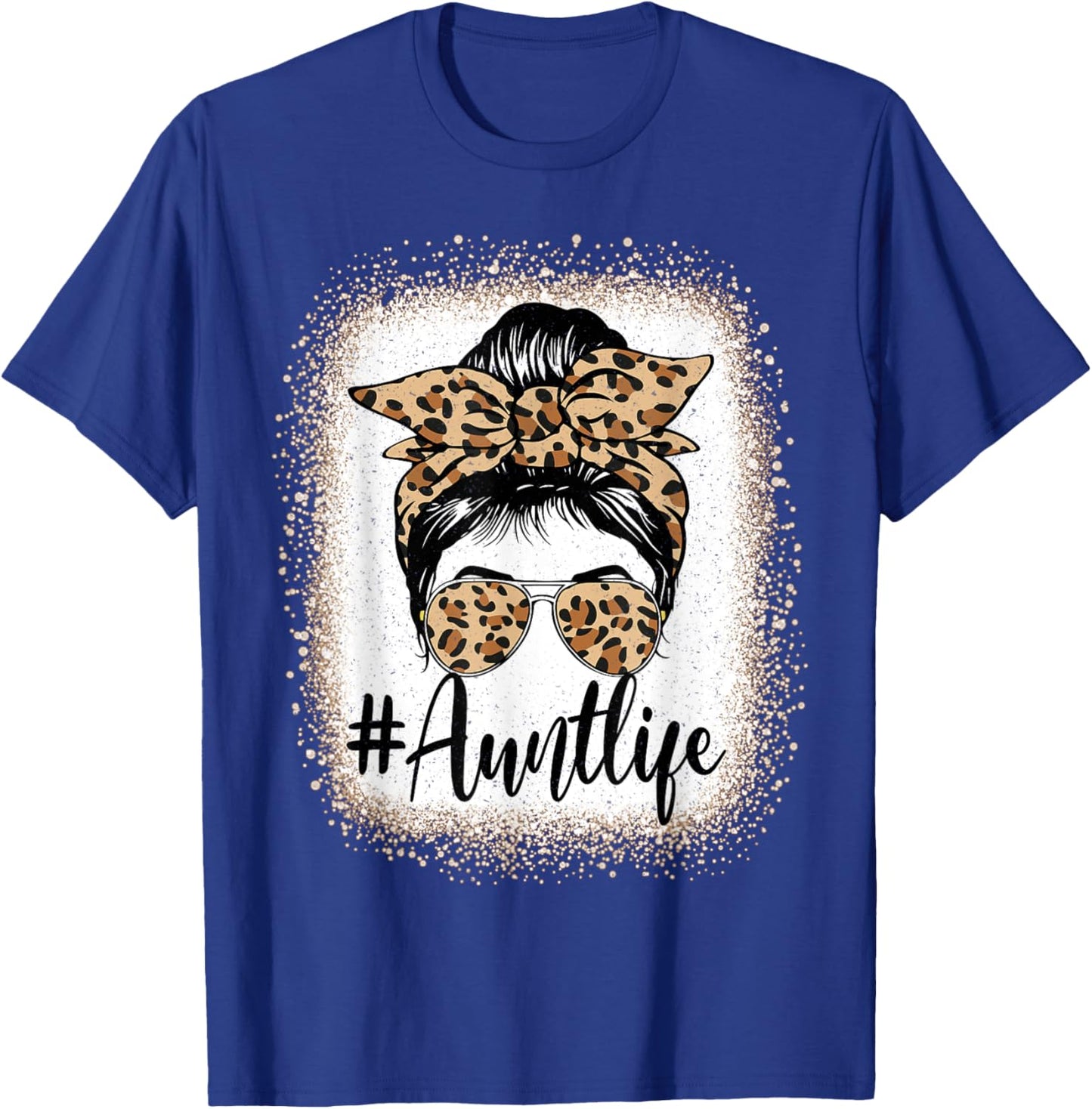 Aunt Life Women Messy Bun Aunt Baby Announcement Mothers Day T-Shirt - T-Shirt | Royal