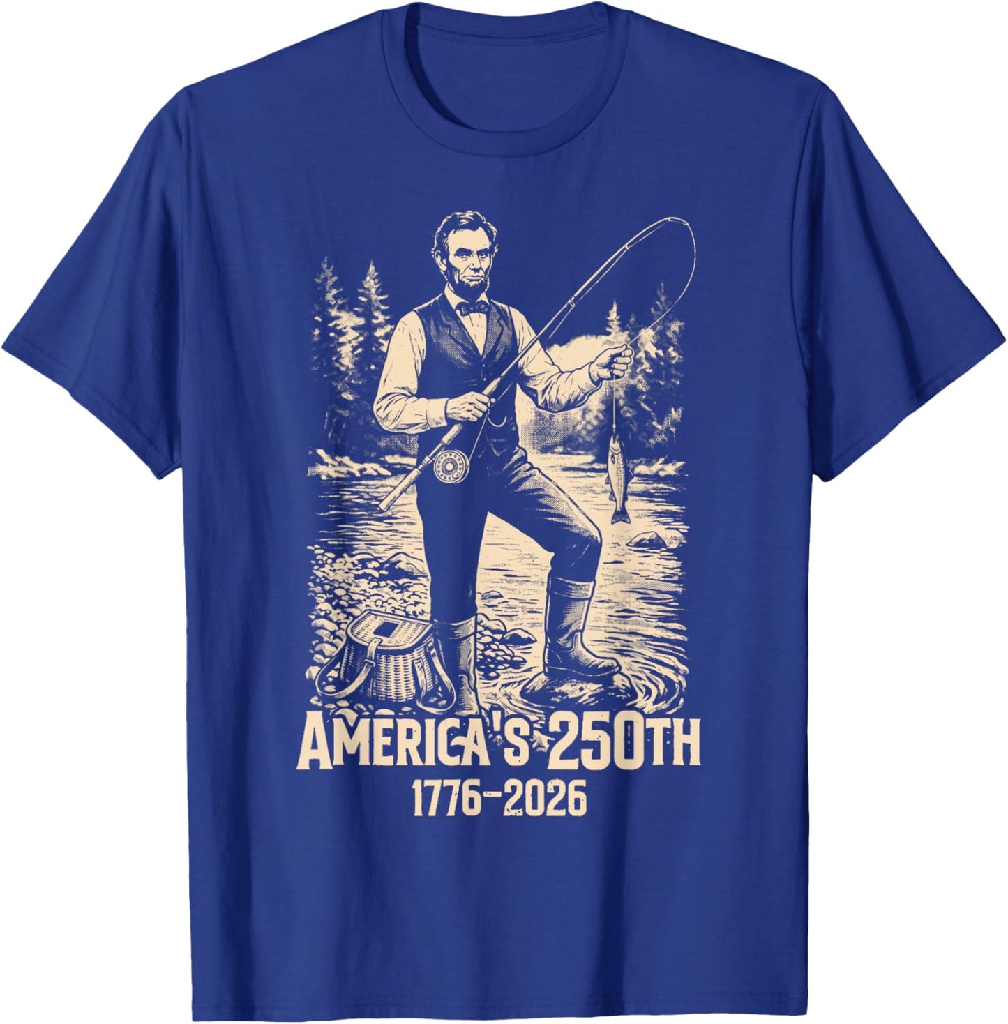 Abraham Lincoln Fishing Funny Retro Vintage Fisherman Meme T-Shirt - T-Shirt | Royal