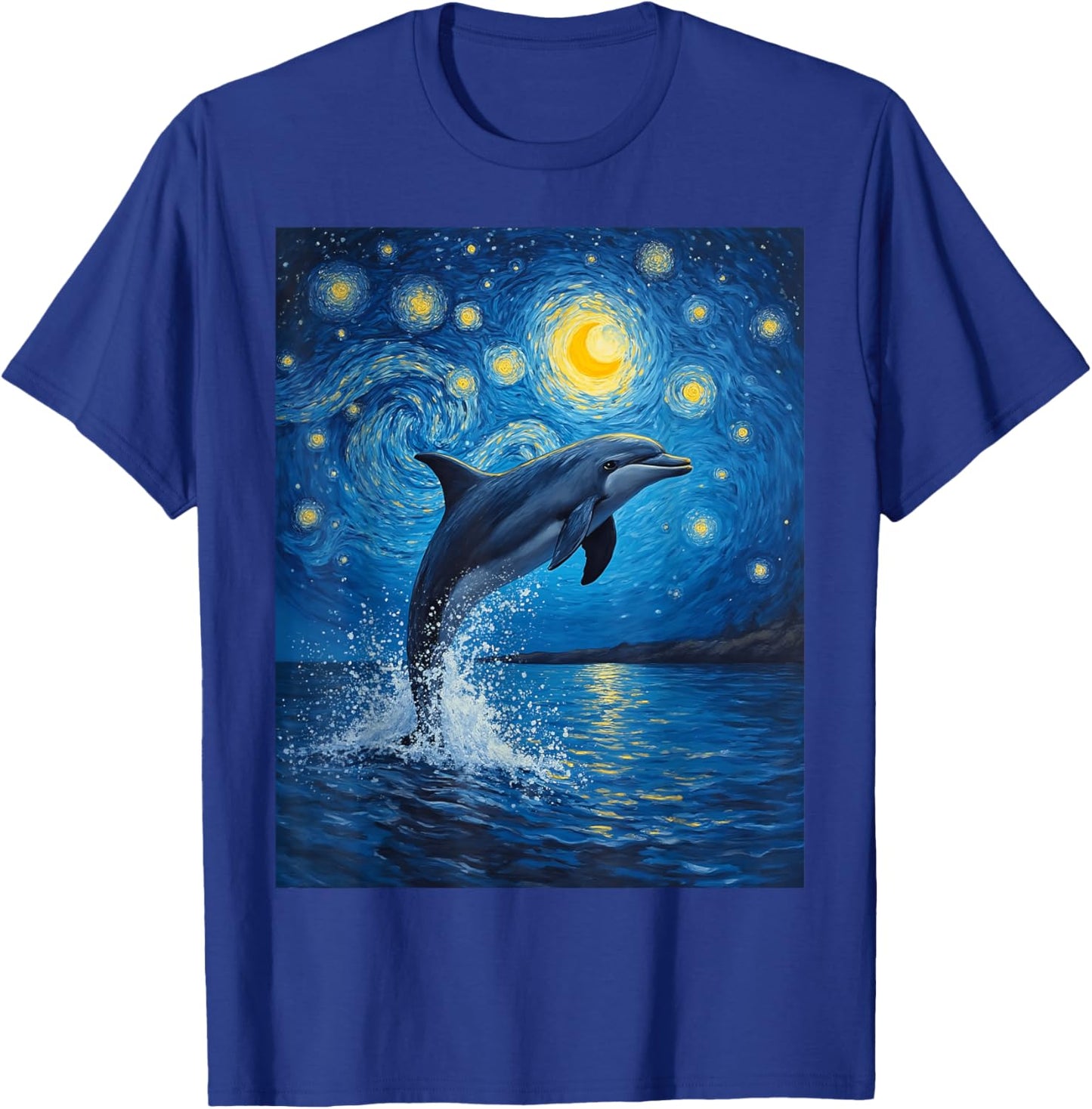 Van Gogh's Starry Night Bottlenose Dolphin Flipper Lovers T-Shirt - T-Shirt | Royal