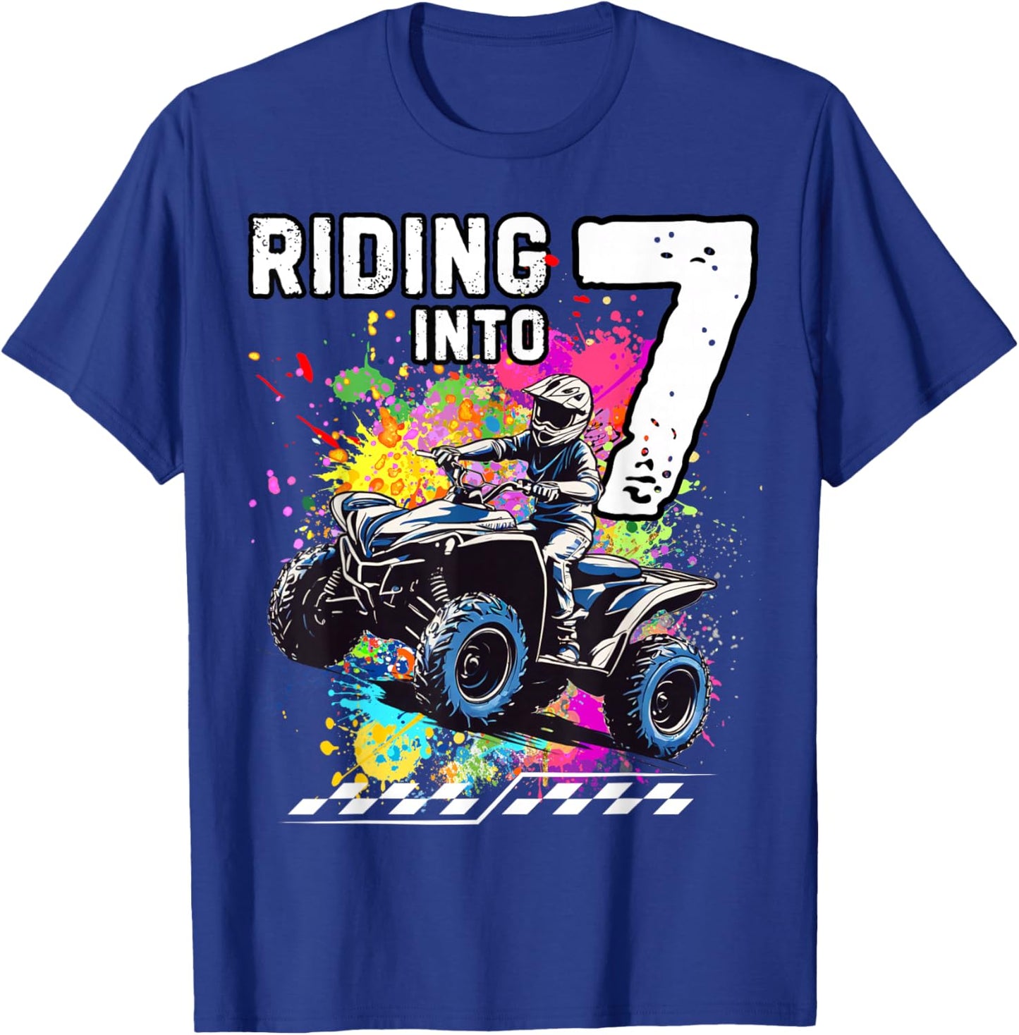 Riding Into 7 Year Old ATV Birthday T-Shirt - T-Shirt | Royal