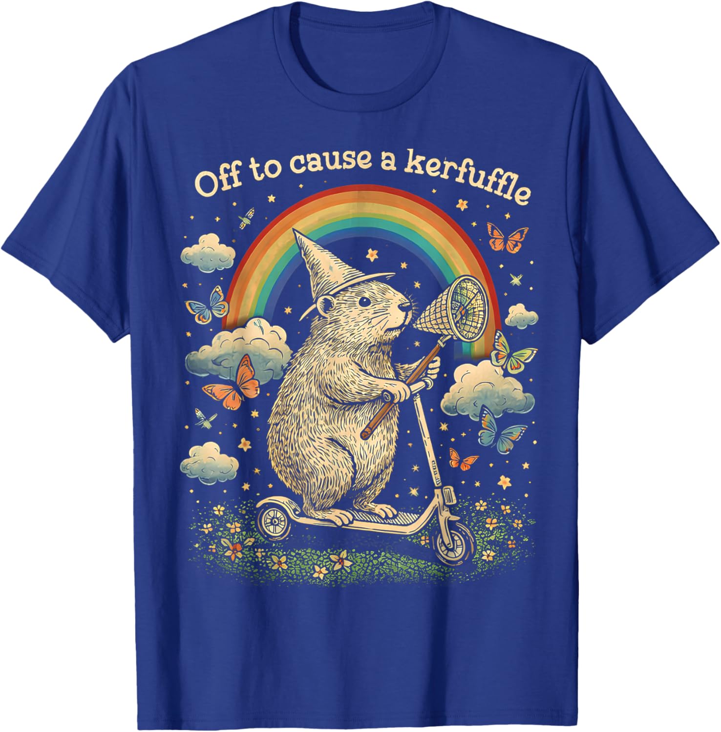 Off to Cause A Kerfuffle Funny Capybara Scooter Chaos Mode T-Shirt - T-Shirt | Royal