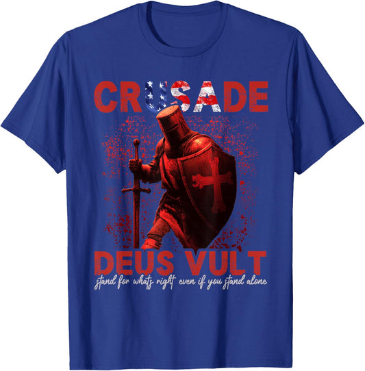 Crusade - USA Crusader Templar Knight Deus Vult T-Shirt - T-Shirt | Royal