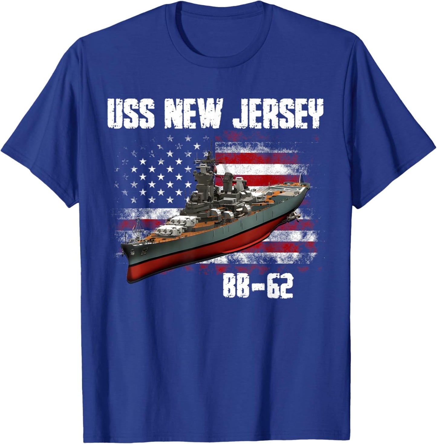 WW2 American Battleship USS New Jersey BB-62 Warship Veteran T-Shirt - T-Shirt | Royal