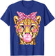 Cheetah with Glasses Bubblegum and Pink Bow T-Shirt - T-Shirt | Royal