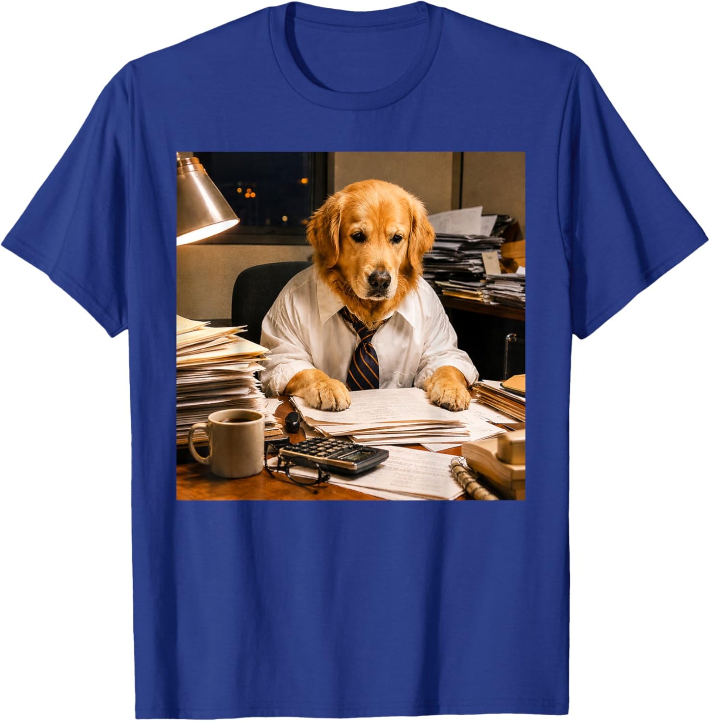 Funny Golden Retriever Office Worker Meme Dog Lover T-Shirt - T-Shirt | Royal