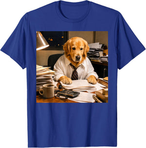 Funny Golden Retriever Office Worker Meme Dog Lover T-Shirt - T-Shirt | Royal