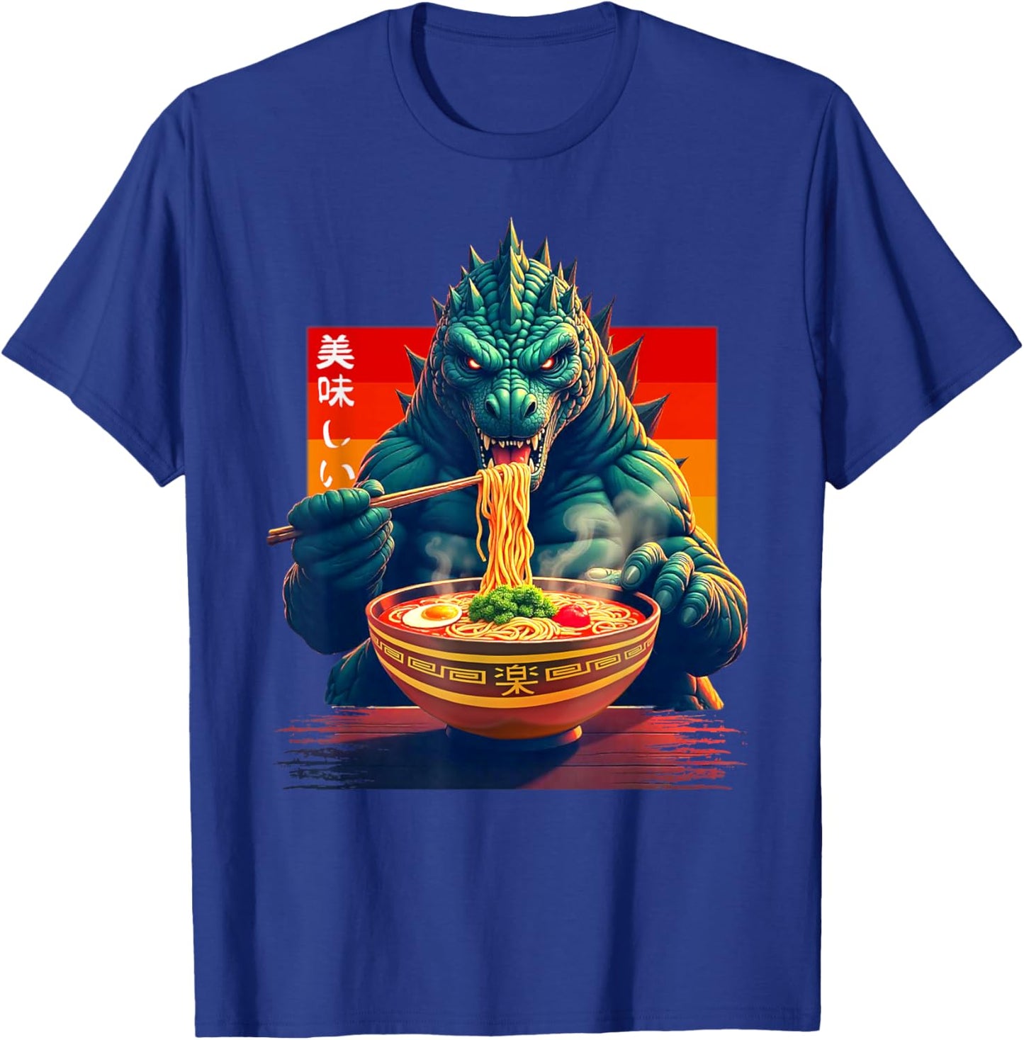 Funny Kaiju Eating Ramen Japanese Monster Lover Birthday T-Shirt - T-Shirt | Royal