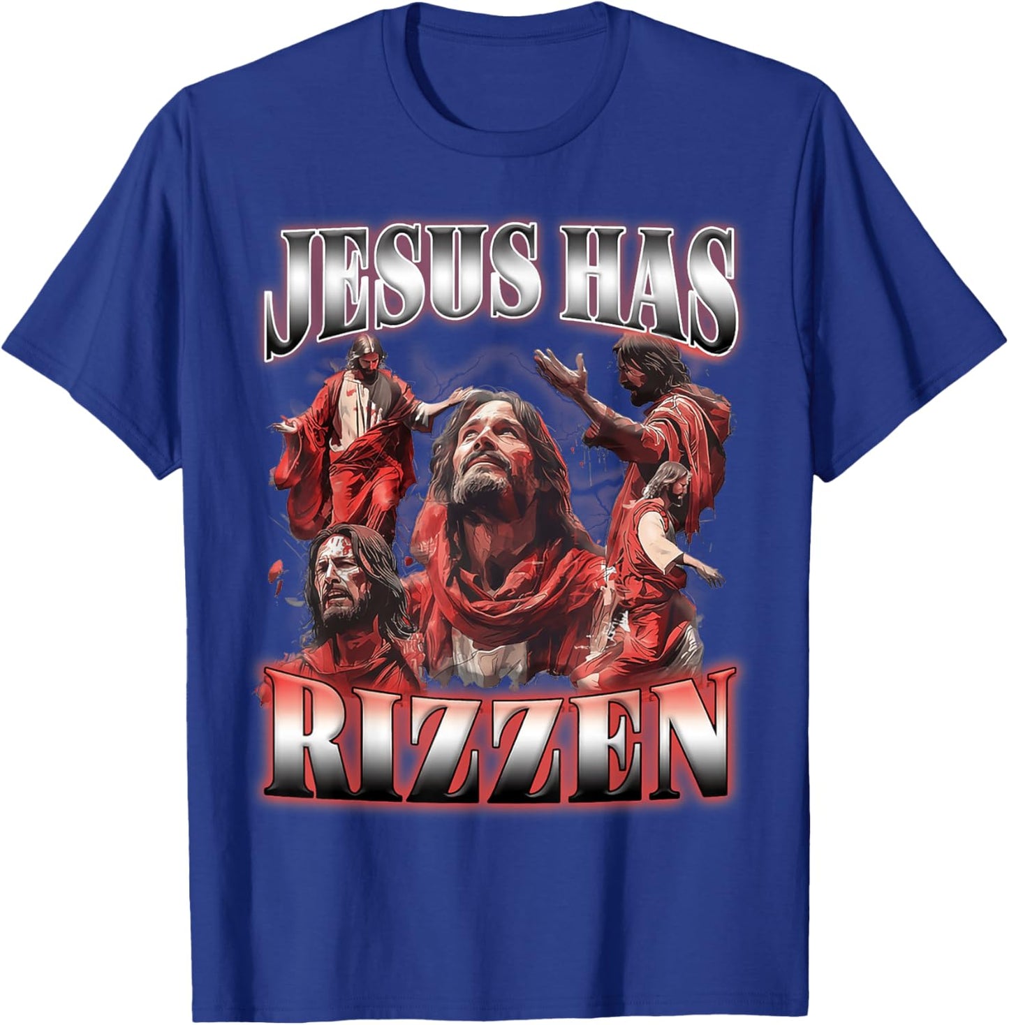 Jesus Has Rizzen Christian Faith Spiritual Humor Matching T-Shirt - T-Shirt | Royal