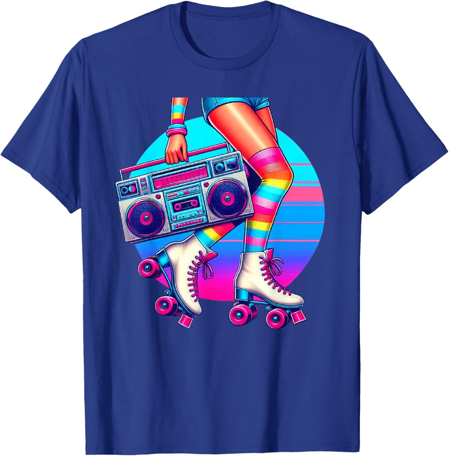 Retro Rollerskates Funny 80's Roller Disco Skating Girl T-Shirt - T-Shirt | Royal