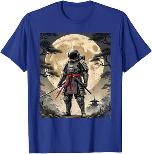Samurai Astronaut Japanese Moon Vintage Graphic Ukiyo-e Art T-Shirt - T-Shirt | Royal